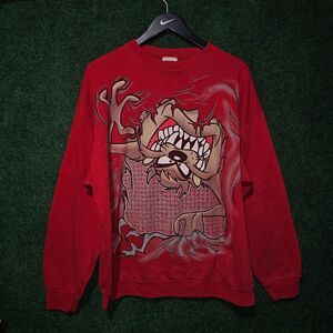 Vintage 1996 Warner Bros Taz Tasmanian Devil Crewneck Sweatshirt‎ taz Cartoon